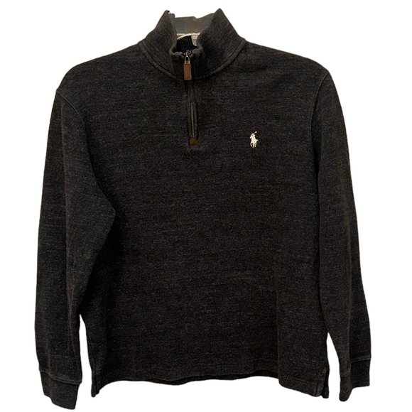 Polo Ralph Lauren Cotton 1/4 Zip Grey Mock Neck Sweater Size Large - Picture 1 of 5